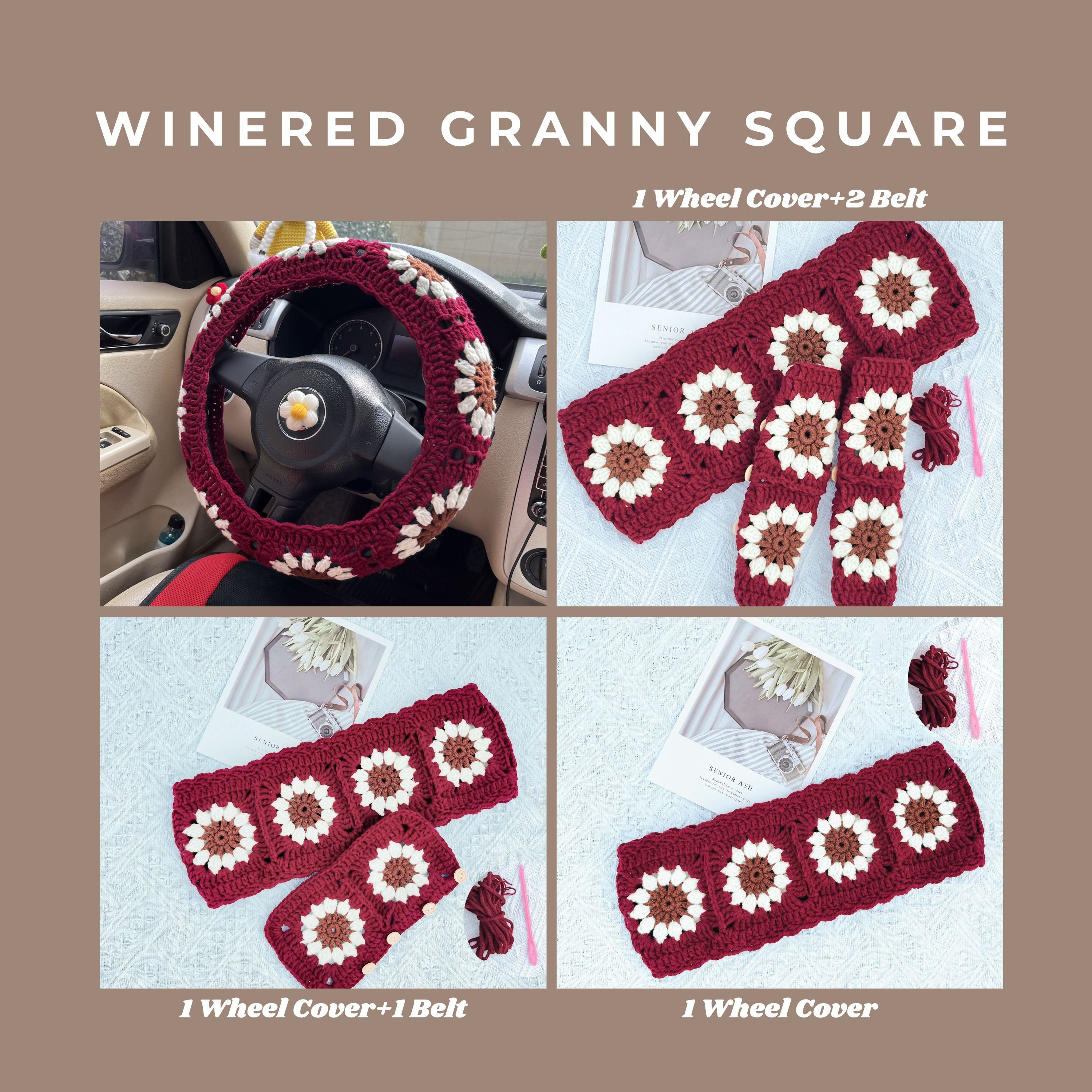 Retro Granny Square Steering Wheel Cover Crochet Pattern -  OkieGirlBling'n'Things