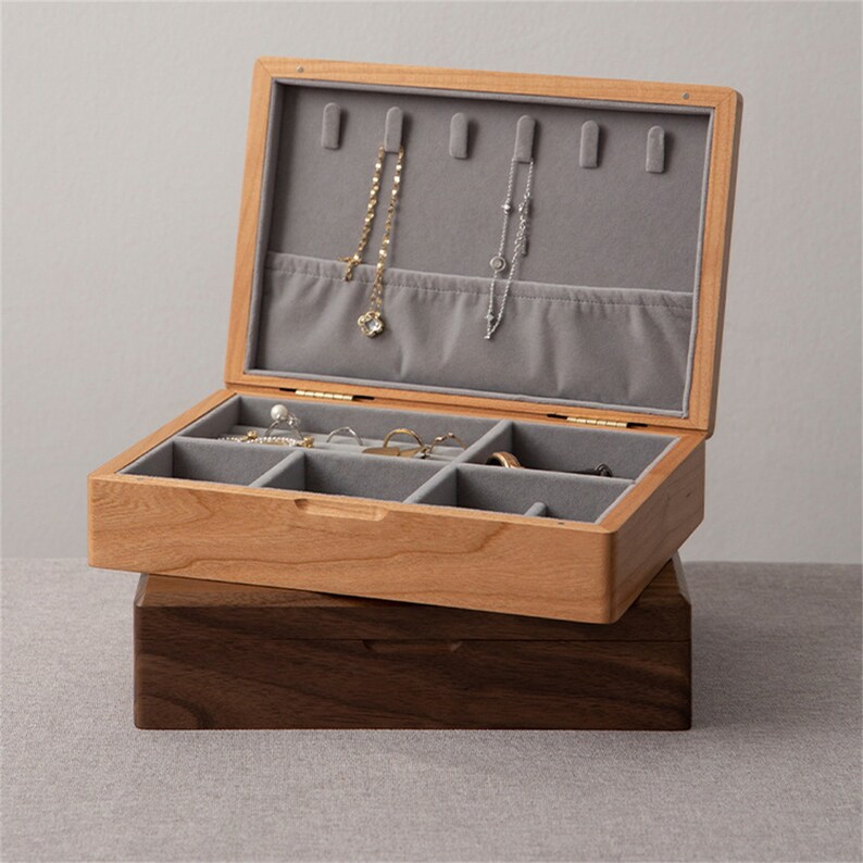 Solid Wood Jewelry Box Walnut Wood Cherry Wood Jewelry Storage Etsy