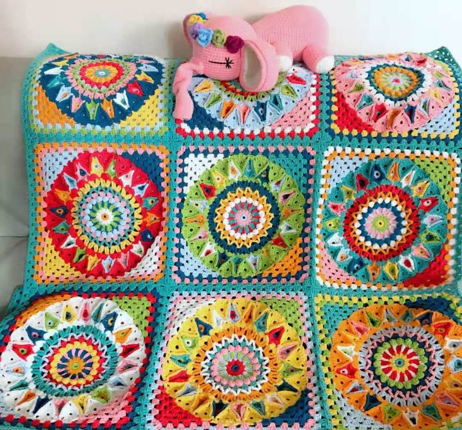 Spinning Top Crochet Blanket Susan Green Etsy