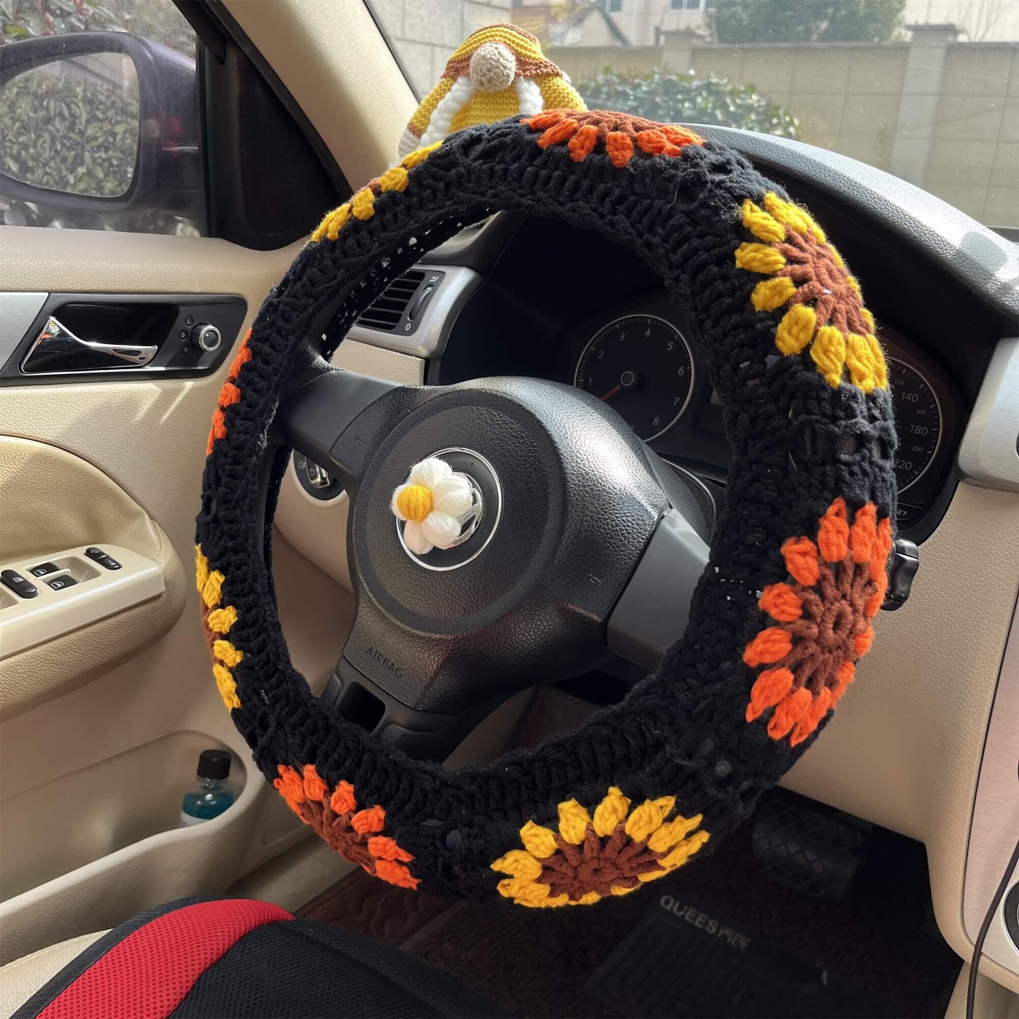 Handmade Crochet Sunflower Crochet Steering Wheel Cover for Women Girl