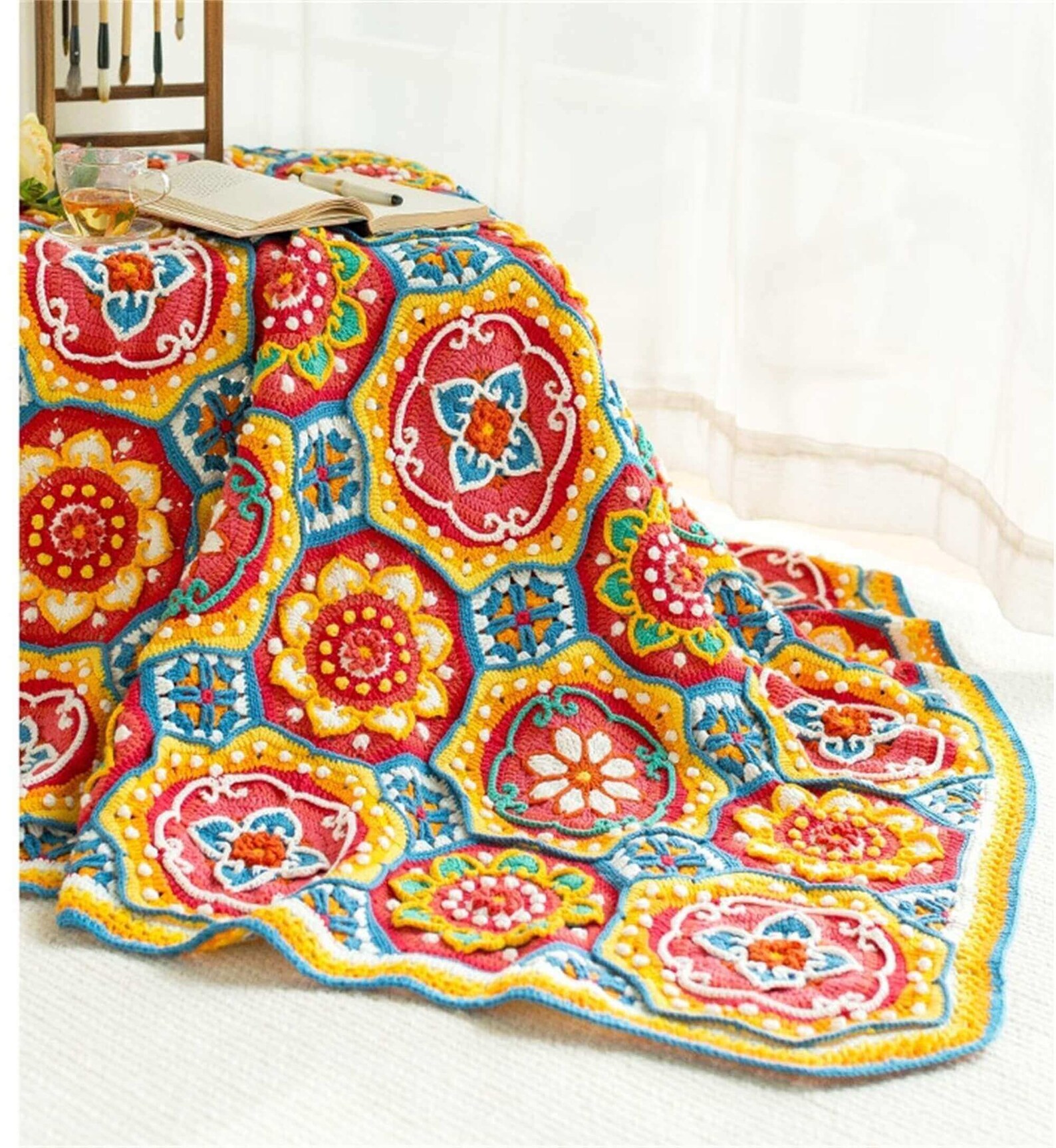 As You Wish Floral Crochet Blanket Etsy