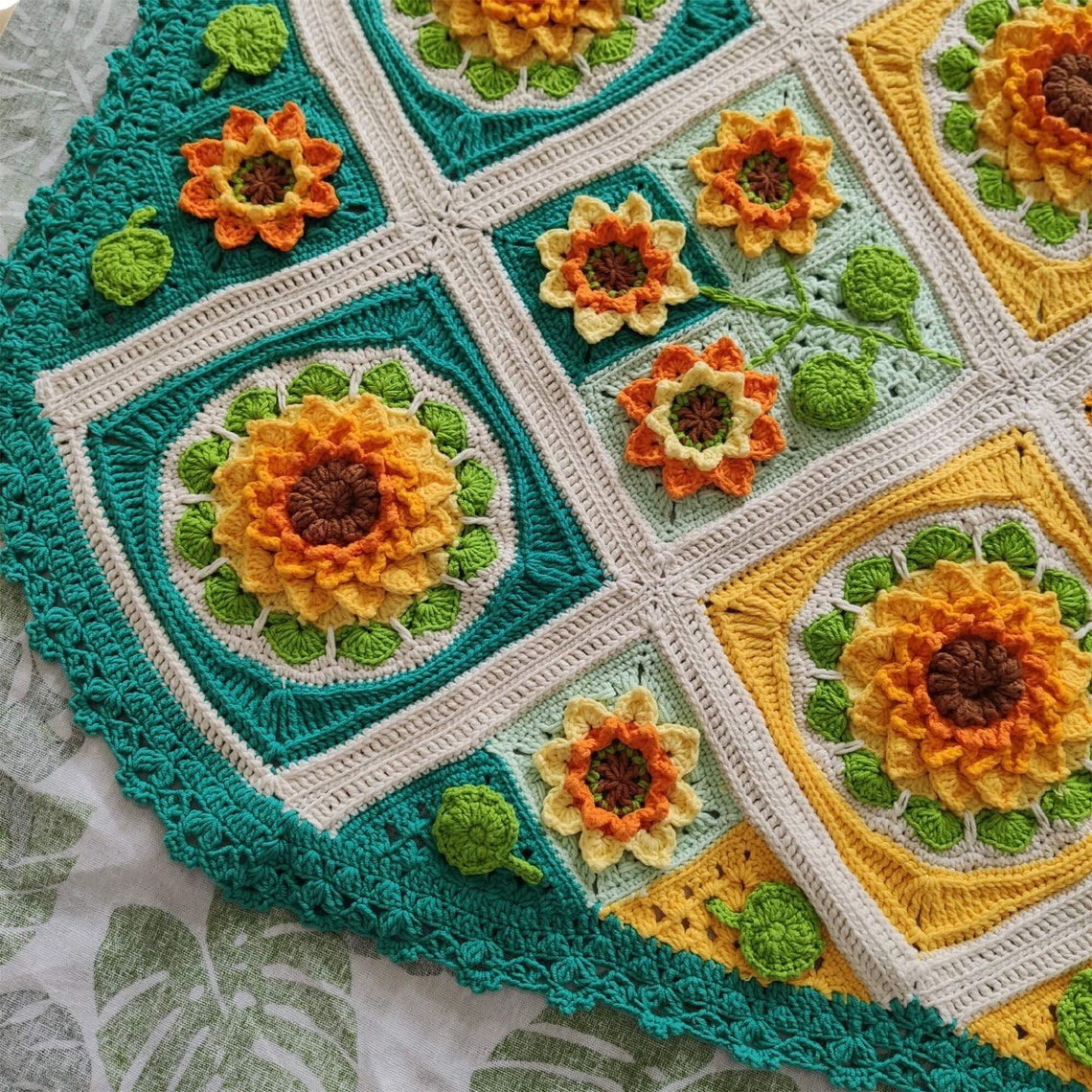 Sunflower Afghan Crochet Blanket Etsy