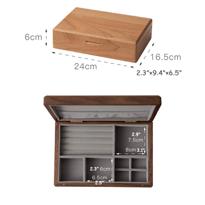 Solid Wood Jewelry Box Walnut Wood Cherry Wood Jewelry Storage Etsy