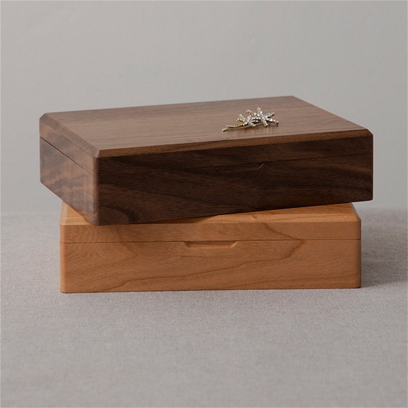 Solid Wood Jewelry Box Walnut Wood Cherry Wood Jewelry Storage Etsy