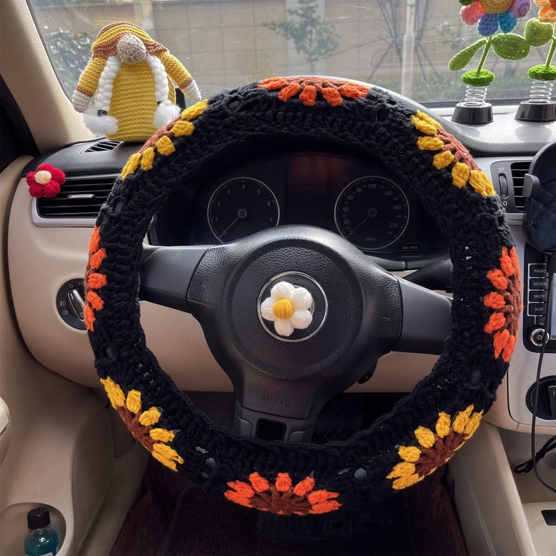 Crochet Pattern for Steering Wheel Cover Sunflower Granny Etsy Canada