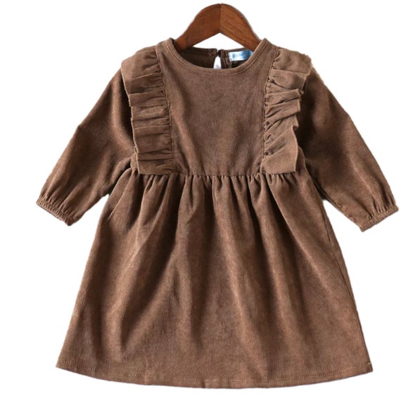 Little Girl Corduroy Dress Baby Girl Brown Corduroy Dress Etsy
