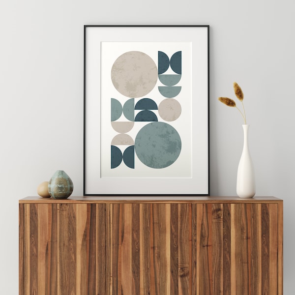 Mid Century Art Print, Bauhaus, Boho, Abstract Print, Printable Wall Art, Geometric, Minimalist, Modern Decor, Instant Download