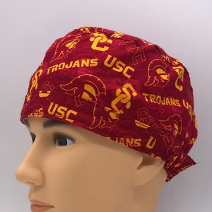 USC Trojans Tie back, PPE, Scrub Cap, Surgical Hat, Nurse, Doctor headgear, Dentist, RDA protection, Vet tech, chef, Dentist, Welder, biker