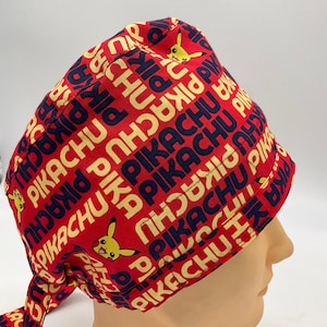 Pika character Print Scrub Cap, Extra Coverage Unisex cap for Chef caps, Nurses, Doctors, Dentist, Cooks, Surgical cap, Chemo Cap