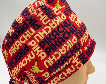 Pika character Print Scrub Cap, Extra Coverage Unisex cap for Chef caps, Nurses, Doctors, Dentist, Cooks, Surgical cap, Chemo Cap