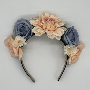 Flower Crown - Pastel Flower Crown - Dia de los Muertos, Day of the Dead, Frida, Music Festival Ready to ship! Customizable