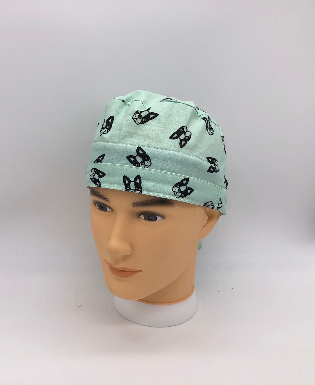 Frenchie Dog Scrub Cap Unisex Tie Back Great for Any Medical, Dental, Chef or Veterinary