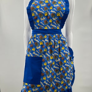 UCLA Ruffle Retro Adult Apron, Novelty Apron, Vintage Apron, Mom Apron, BBQ Apron, Coffee Apron, Apron