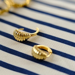 Earring Set/Croissant Earring/Gold Tiny Earring/Gold Dome Earring/Gold Tiny Hoops/Everyday Earring