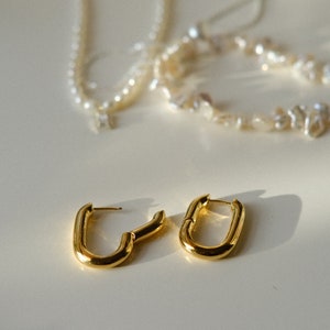 Gold Chunky Hoops/Gold Oval Hoops/Gold Modern Hoops/Gold Minimal Hoops/Gold Classic Earring/Gift for Her