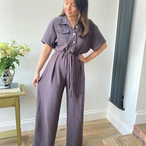 Wide leg Jumpsuit PDF sewing pattern Casual Linen overalls Sewing tutorial Size Inclusive image 3