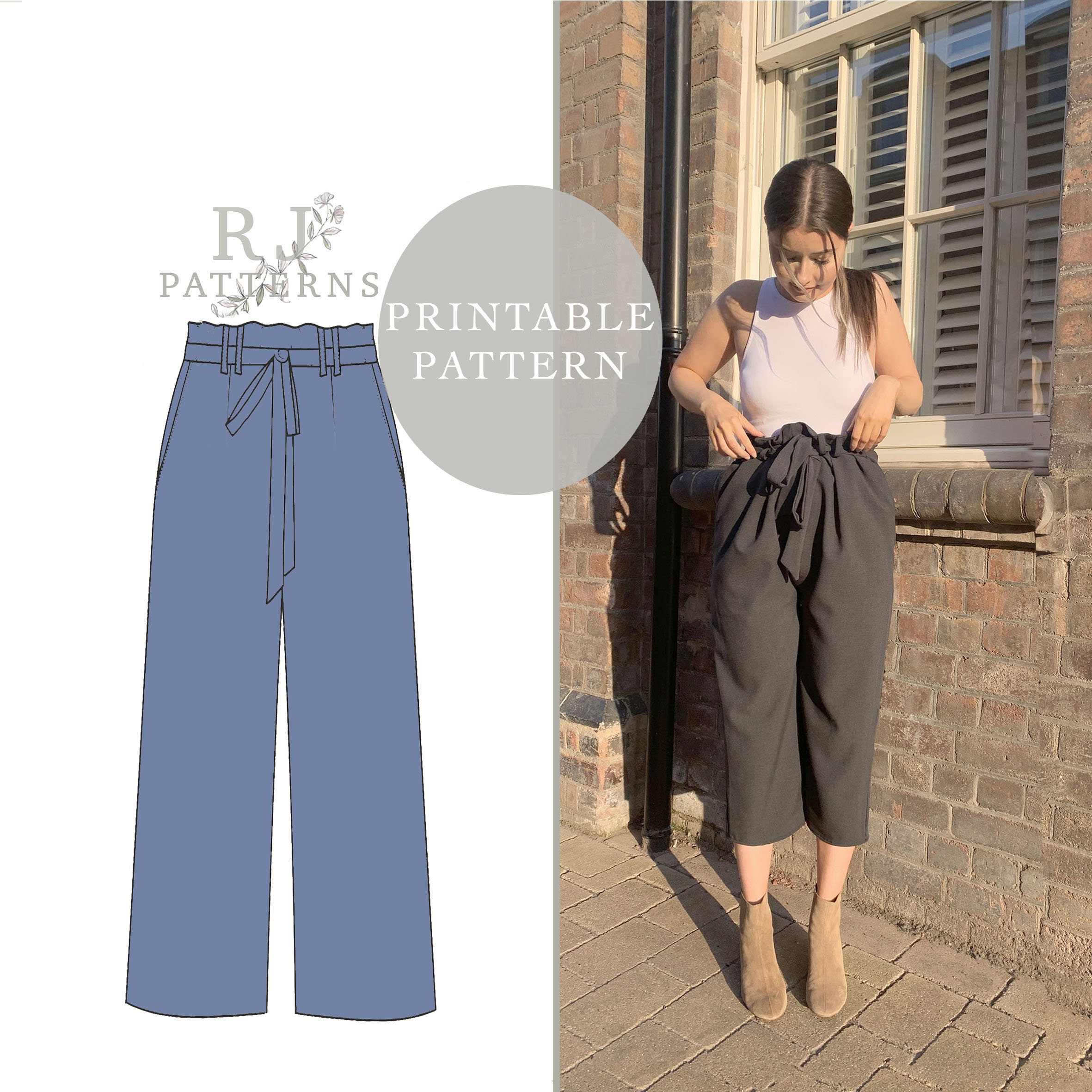 High Waisted Culotte Trousers/capri 