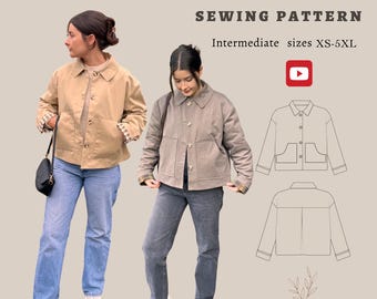 Willow Jacket PDF Sewing Pattern | Women’s Boxy Chore Jacket | Oversized Utility Coat