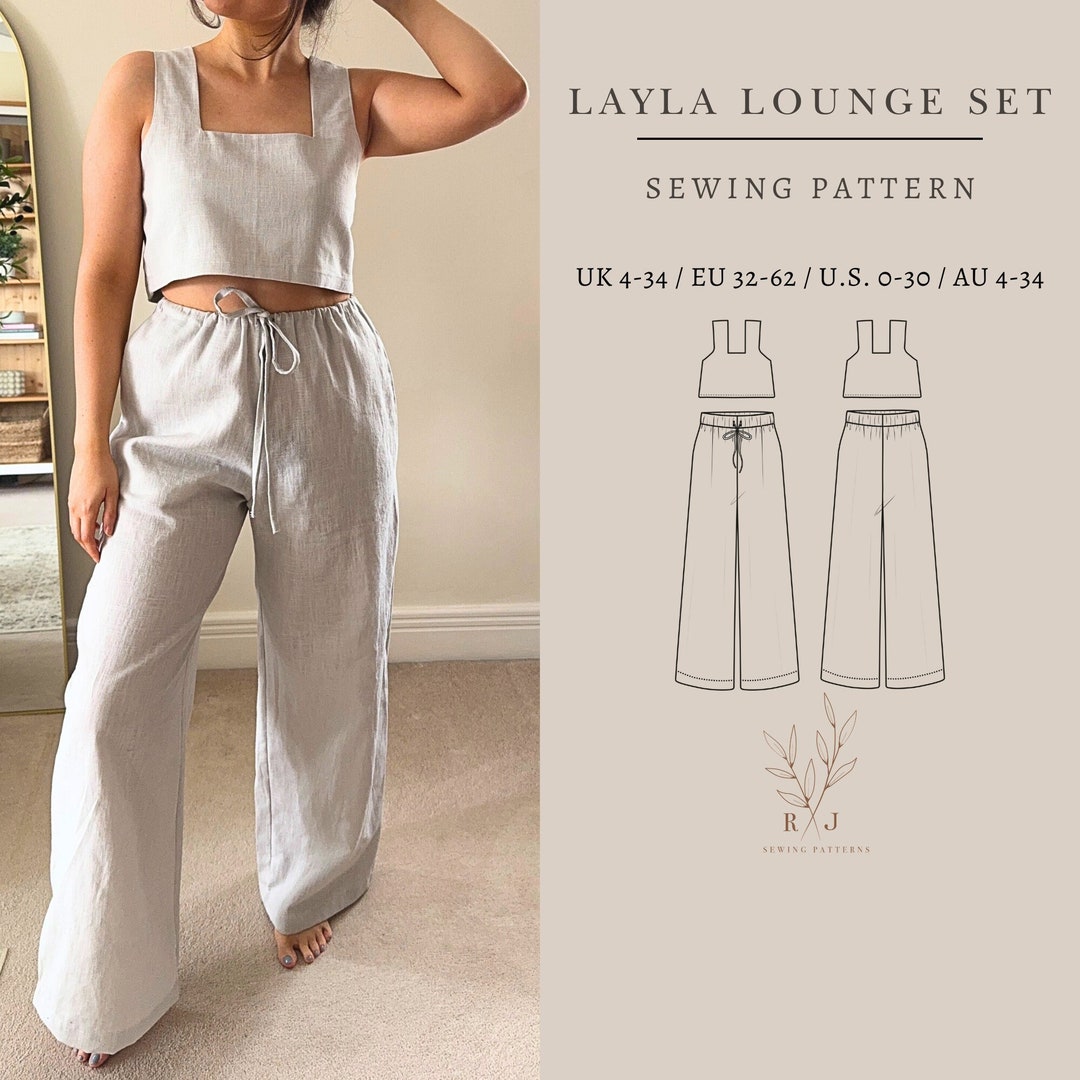 Boho Tunic Top Sewing Pattern Wide Leg Pant Sewing Pattern Back Tie Top