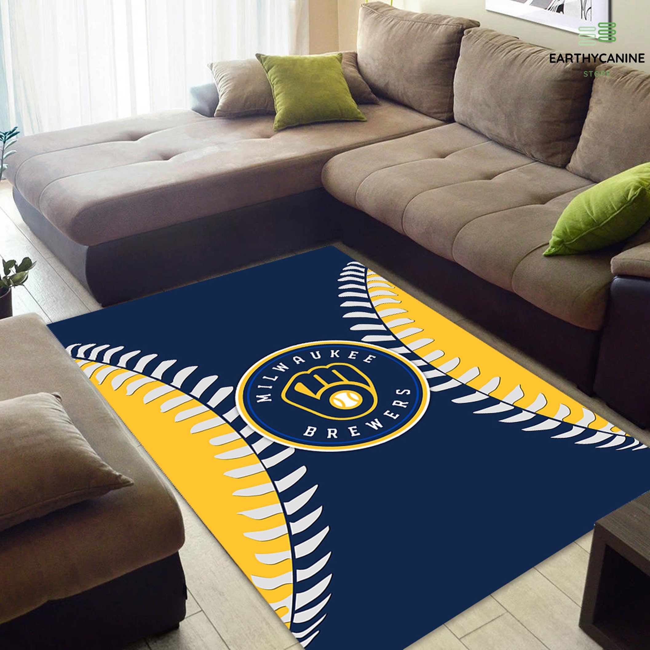 Milwaukee Baseball Team Area Rug Brewers Baseball Area Rug Etsy