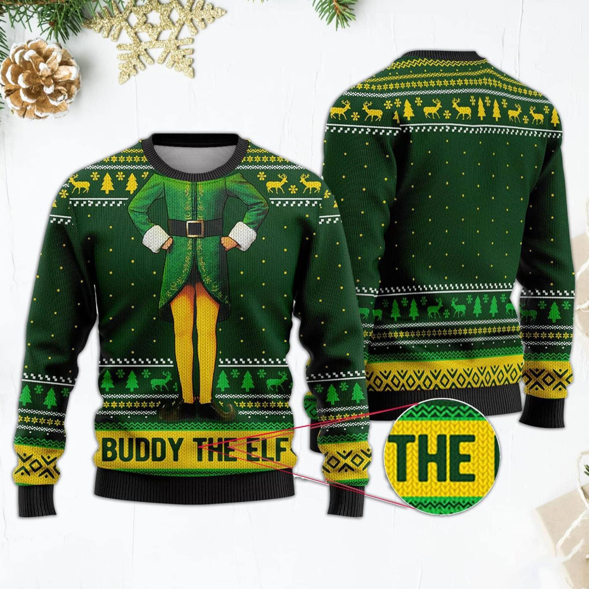 Discover Buddy the Elf 3D Ugly Christmas Sweater with Fun Quote