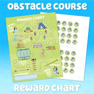 Bluey Reward Chart | Obstacle Course | Bluey Reward Chart & Stickers | Bluey Motivation | Instant Download | Digital Download