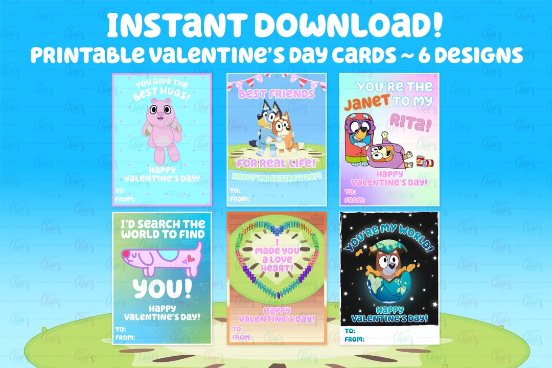 Bluey Valentine's Cards Bluey Valentines Day Valentines Day Printable ...