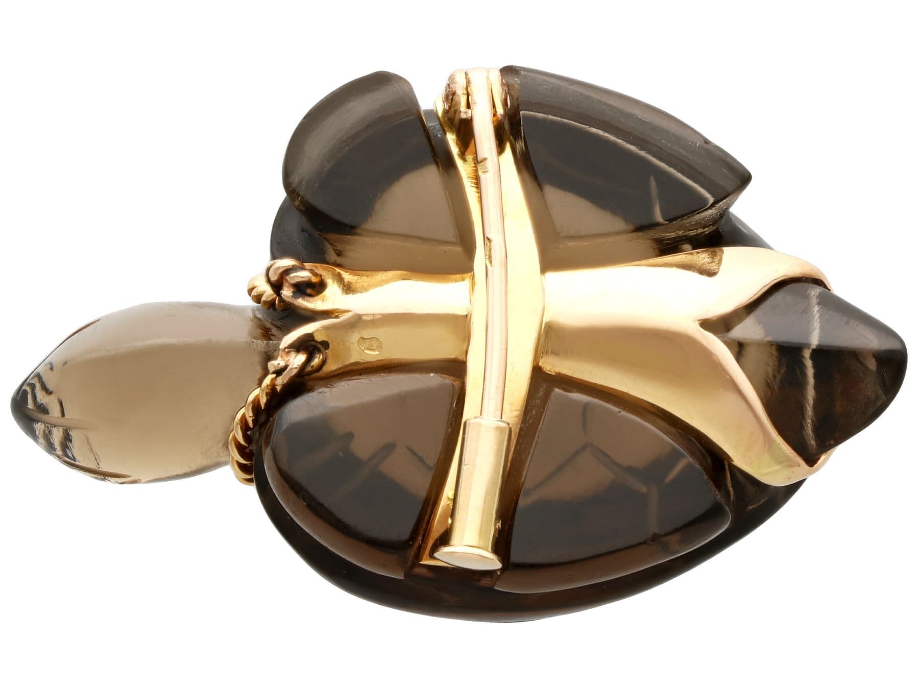 Broche Ancienne Quartz Fumé & Perles - Or 18 Carats (23,50g) - Bijou Vintage Magnifique