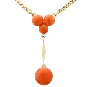 Antique 2.72ct Coral Necklace with 14k Yellow Gold