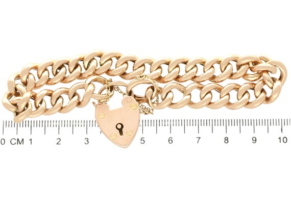 9 ct Yellow Gold Bracelet with Heart Padlock Clas… - image 6