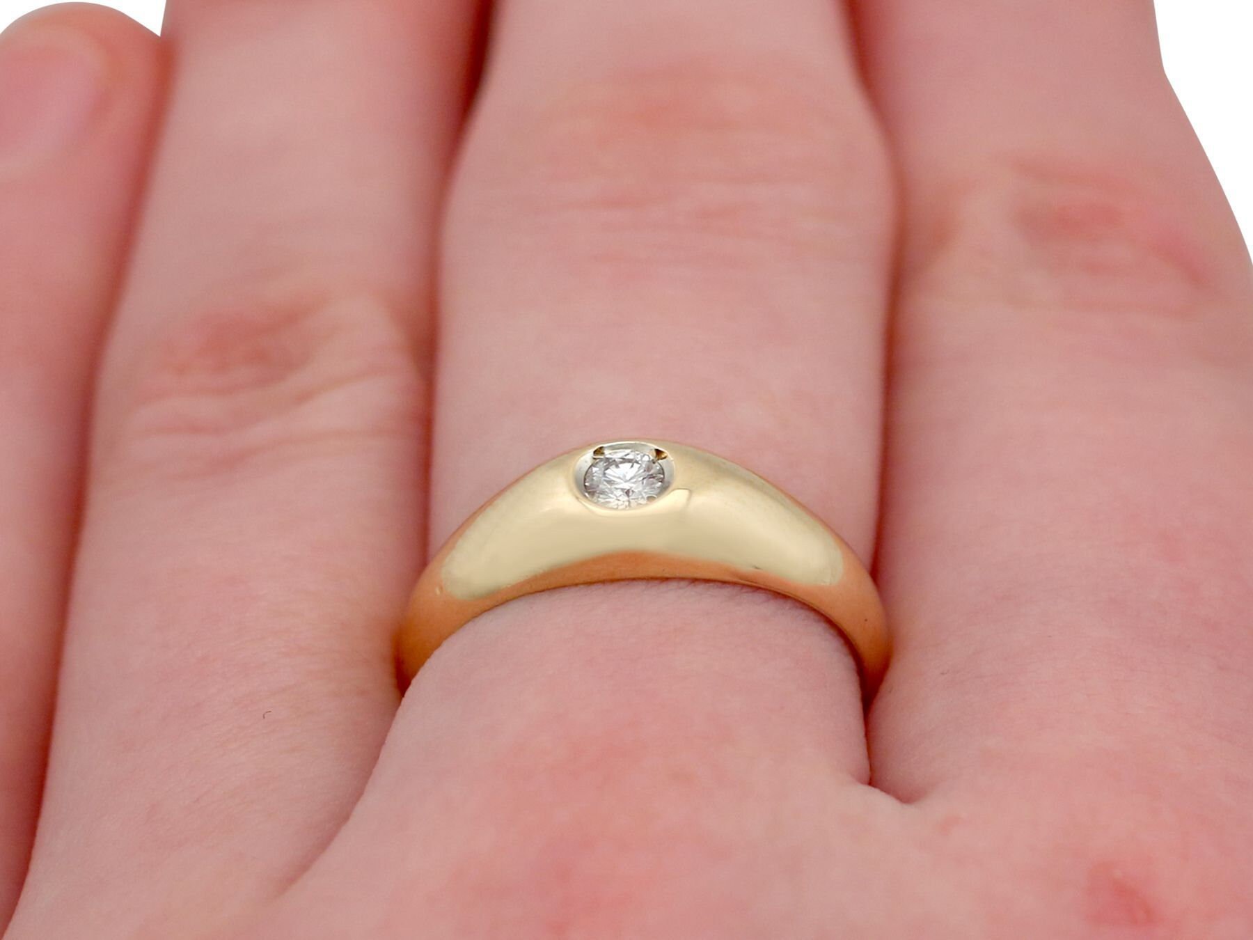 Vintage 0.35ct Diamond and 18k Yellow Gold Men's Engagement