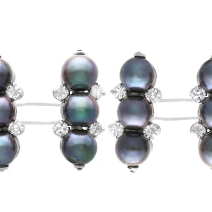 Vintage Pearl and 0.38 ct Diamond, 18 ct White Gold Cufflinks