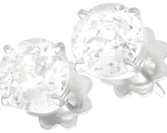 3.48 ct Diamond and Platinum Stud Earrings - Antique Circa 1910