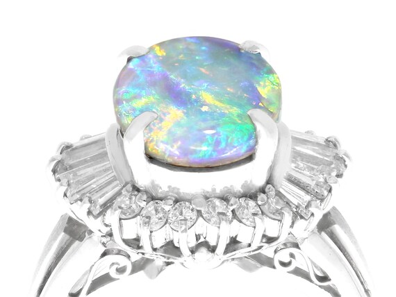 2.09ct Opal and 0.89ct Diamond, Platinum Dress Ri… - image 3