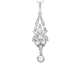 Pendente edoardiano in oro giallo 14 carati con diamante da 0,96 carati.