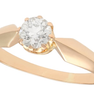 Antique 0.62ct Diamond and 14ct Rose Gold Solitaire Engagement Ring