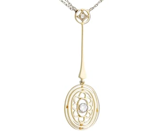 Antique Diamond Pendant in 14k Yellow Gold