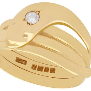 Antique Diamond and 18k Yellow Gold &#39;Snake&#39; Dress Ring