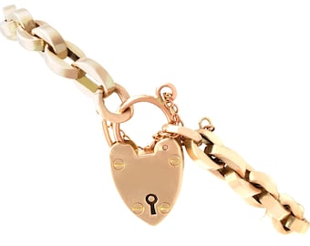 Antique 9ct Yellow Gold Padlock Bracelet Circa 1920