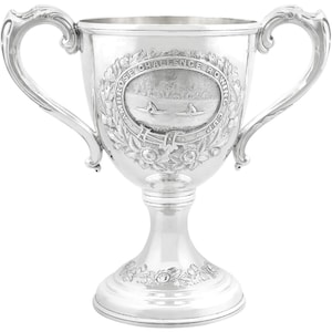 Victorian English Sterling Silver Trophy Cup with Rowing Interest