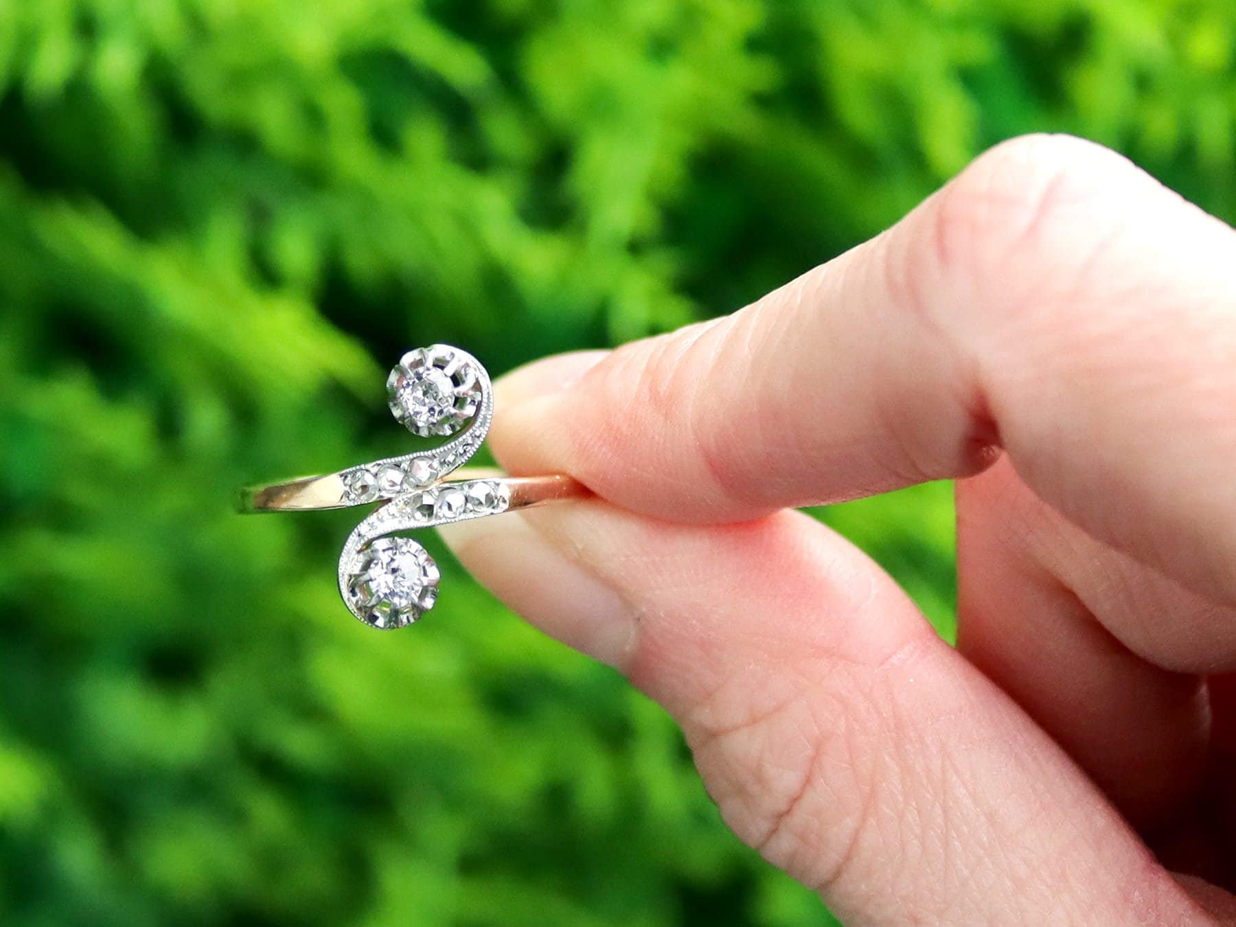 Buy 0.50 Ct Diamond and 14 Ct Yellow Gold Twist Ring - Antique