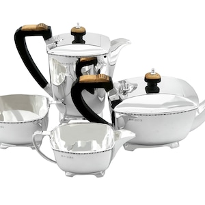 Sterling Silver Four Piece Tea and Coffee Service - Art Deco Style - Vintage (1967)