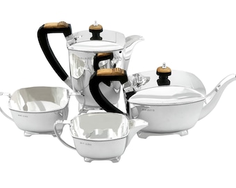 Sterling Silver Four Piece Tea and Coffee Service - Art Deco Style - Vintage (1967)
