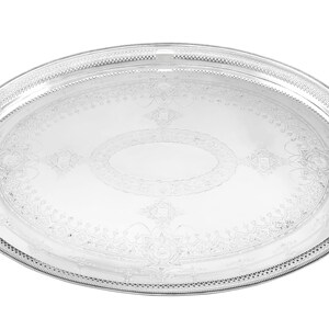 Antique Victorian Sterling Silver Gallery Tea Tray (1883)