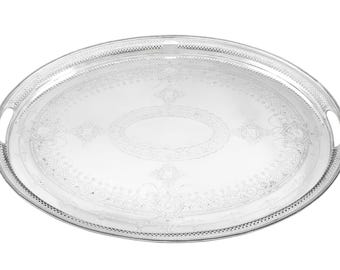 Antique Victorian Sterling Silver Gallery Tea Tray (1883)