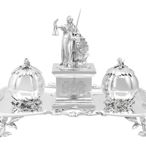 Antique Victorian Sterling Silver Inkstand / Desk Standish