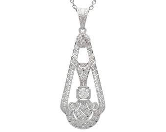 Antique Art Deco 2.20ct Diamond Pendant in 14k White Gold Circa 1925