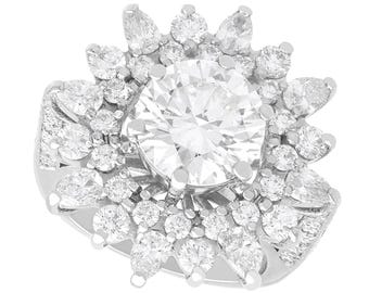 Vintage 5.41ct Diamond and Platinum Cluster Ring Circa 1990