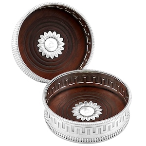 Antique Sterling Silver and Mahogany Coasters Circa 1820
