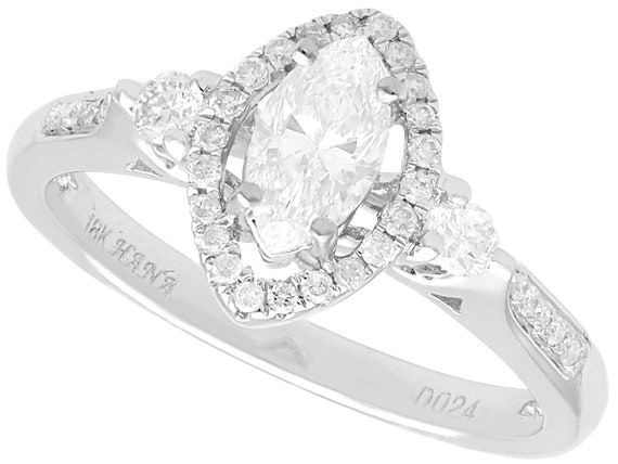 white gold and diamond dress ring 0.83ct Diamond and 18ct White Gold Dress Ring - Vintage Circa 1980